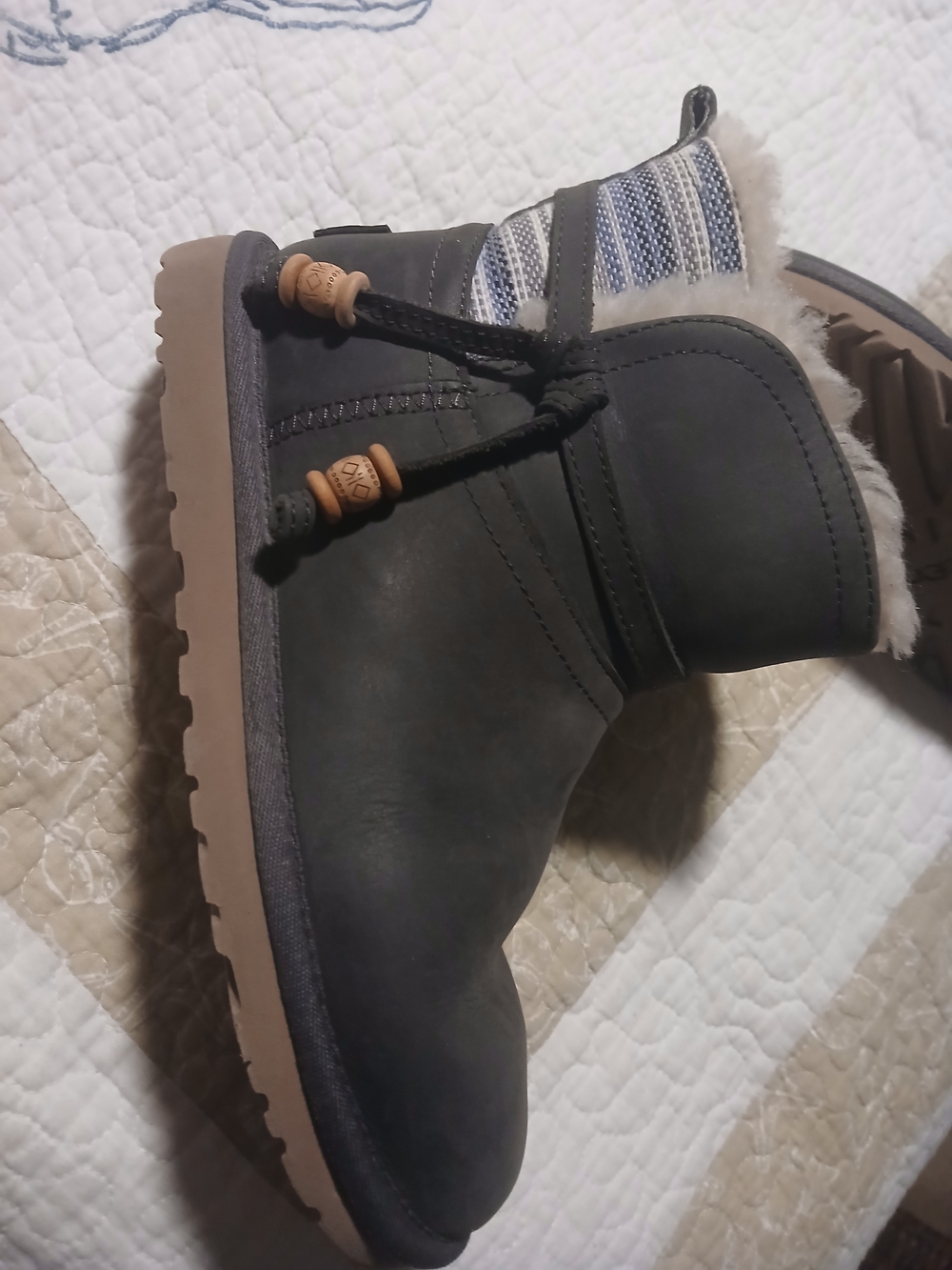 Women's UGG Boots Size 6 Gray With Faux Fur Liner